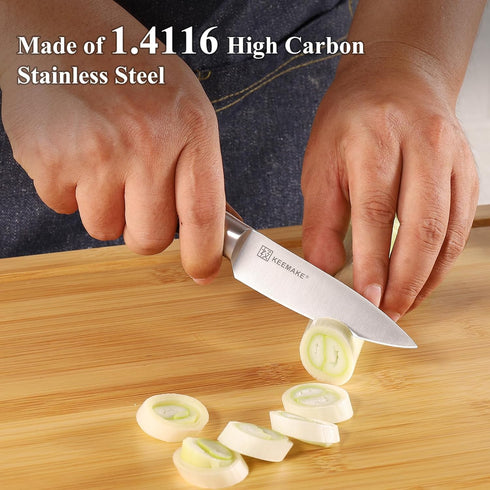 KEEMAKE 3.5 inch Paring Knife, German High Carbon Stainless Steel Fruit Knife with Pakkawood Handle and Gift Box