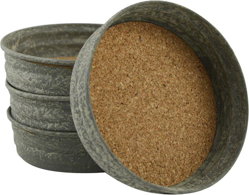 Treasure Gurus 4 Piece Farmhouse Style Mason Jar Lid Antique Cork Coasters Rustic Decor