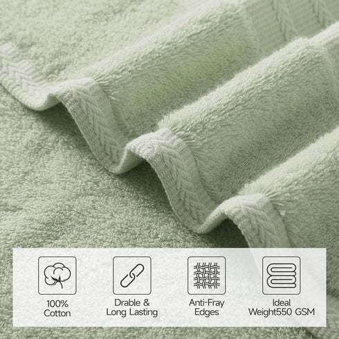 Set 8-100% Set 600 2 2 4 REDKISS Green Towel of Cotton Luxury Bath Towels for Bathroom, GSM Highly Absorbent Bathroom