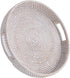 Kmelep Round Rattan Serving Tray,Hand-Woven Tray with Handles, Ottoman Decorative Coffee Table Tray,Wicker