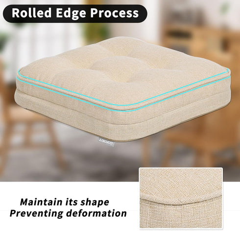 GOFORIT 16'' 16'', Chair Cushions,Tufted Shredded Memory Foam Chair Pads, Non-Slip Seat Cushions with Removable Cover