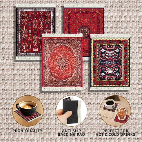 Set Oriental-Style Rug Table Carpet Coaster Absorbent Drink Native American Inspired Colorful Cute & Sturdy Table Rugs
