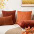 Kevin Textile Set of 2 Fall Pillow Covers, Solid Supersoft Corduroy, Burnt Brick, 18x18 Inch