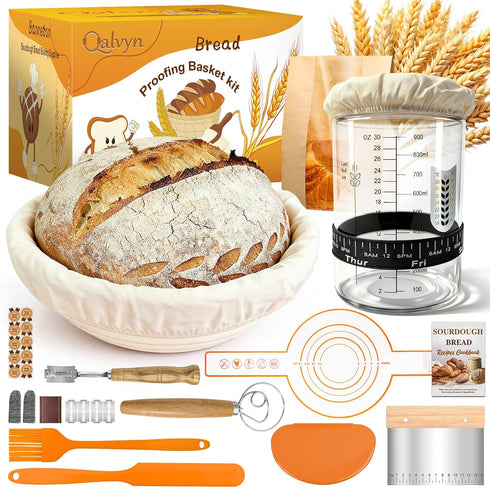 Complete Sourdough Starter Kit, Sourdough Bread Baking Supplies, Banneton Bread Proofing Basket