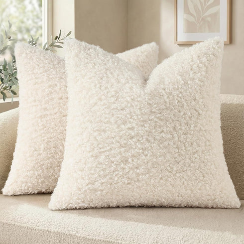 decorUhome Pack of 2 Throw Pillow Covers 18x18 Inch, Faux Fur Decorative