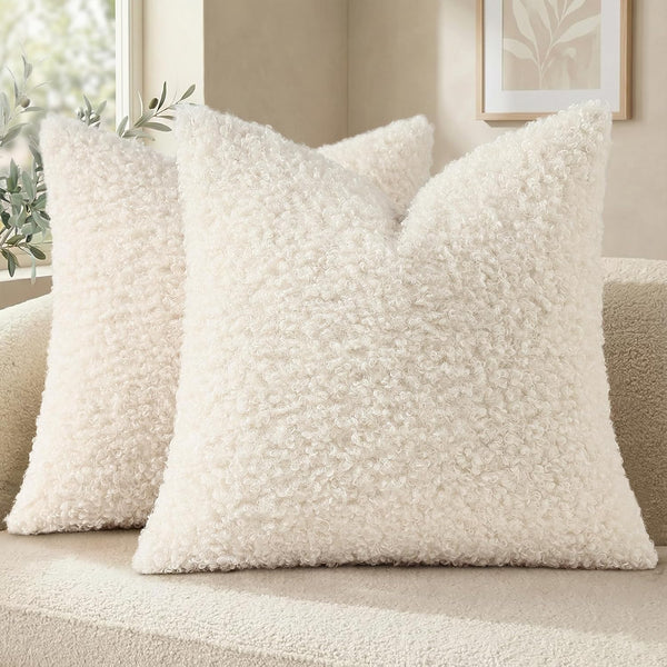 decorUhome Pack of 2 Throw Pillow Covers 18x18 Inch, Faux Fur Decorative