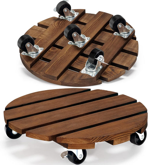 Yangbaga 2pack Plant Caddy 12Wood Duty Rolling Plant Stand with 2 360