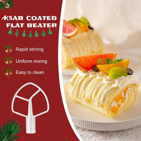Kithnen Aid Accessories Set: K5ADH Coated C-Dough Hook, K5AB Coated Flat Beater, K5AWW Wire Whip for 5 QT Tilt-Head