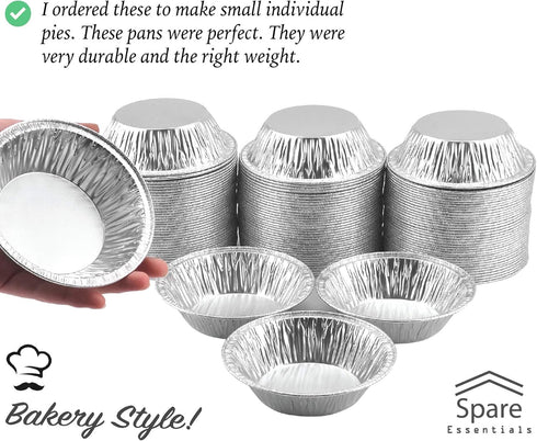(60 Pack) 5 Inch Pie Tins, Disposable Mini Pies Tin for Baking, Foil Tins for Freezer-to-Oven Use