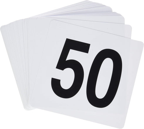 Winco Plastic Table Numbers, 1-50, White, Black