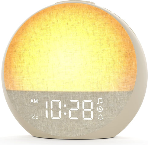 Sunrise Alarm Clock, White Noise Sound Machine with 30 Soothing Sounds, Dimmable