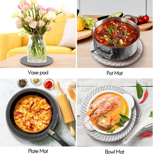 7" Trivets for Hot Dishes, 4 Pcs Heat Resistant Pot Holders for Kitchen, Protects Furniture and Tables