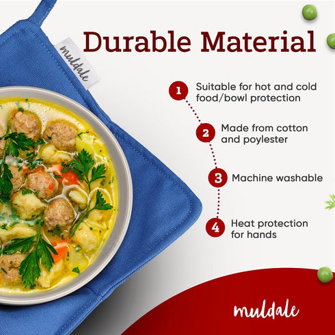 Muldale Soup Bowl Cozy Koozies for Hot Food - Set of 4 Microwave Bowl Holders, Heat Resistant, Machine Washable