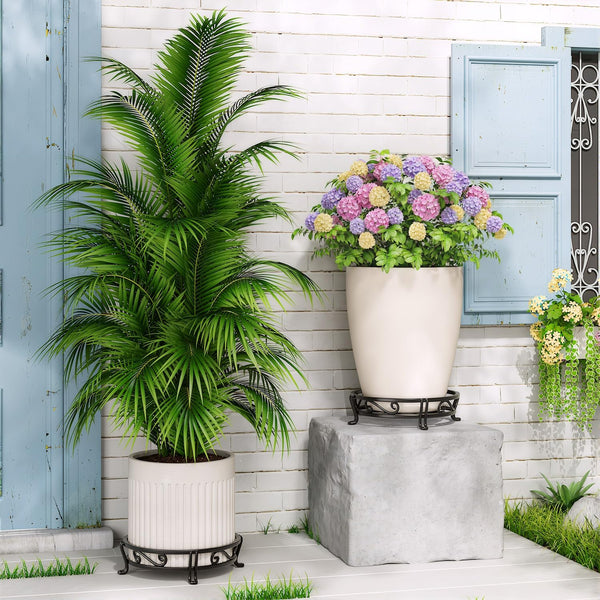 LASZOLA Black Plant Stand for Single Large Outdoor Indoor Pot, Heavy Duty