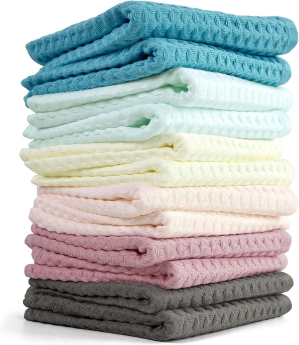 Cleanbear Waffle Wash Cloths Set of 12, Cotton Washcloths for Body and