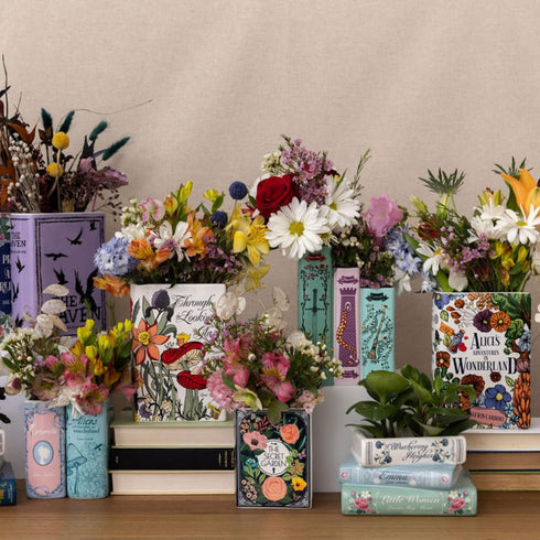 Emma) Steel Mill & Co Original Book-Shaped Decorative Vase, Ceramic Vases for Home Decor, Cute Bookshelf Decor, Unique
