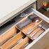 Bamboo Silverware Organizer, Kitchen Drawer Utensil Tray Holder for Spoons, Forks, and Knives