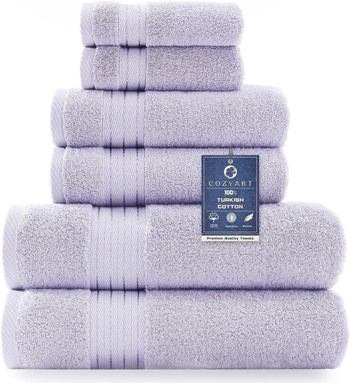 COZYART Lavender Luxury Bath Towel Set, Turkish Cotton Hotel Towel Bulk for