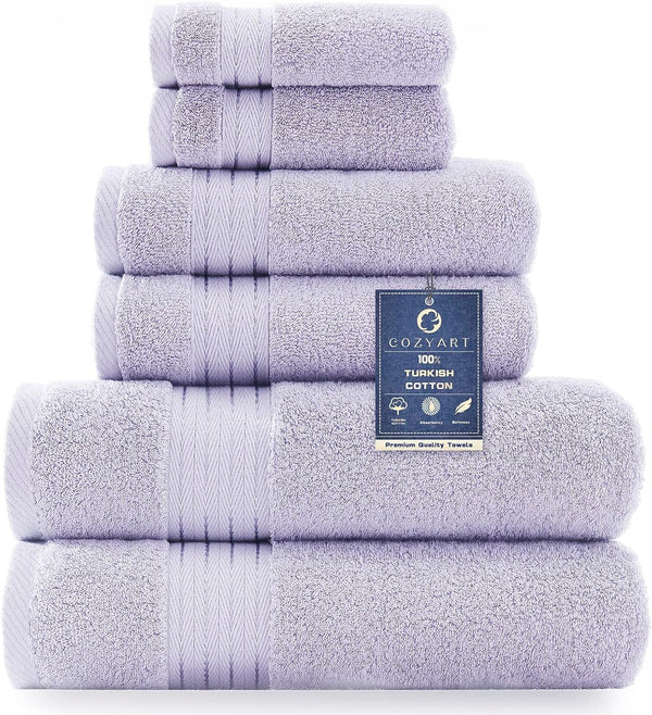 COZYART Lavender Luxury Bath Towel Set, Turkish Cotton Hotel Towel Bulk for