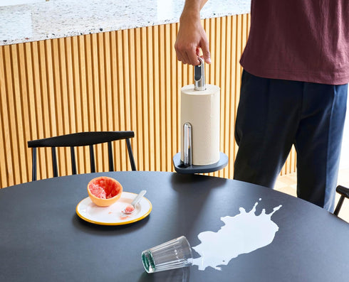 5.5" Joseph Joseph Hold Easy-Tear Paper Towel Kitchen Roll Holder, Weighted, Non-Slip Base, Fits up to Diameter Rolls