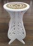 Asian Home (16.5" 10" Beautiful White PVC Board Flower Plant and Vase Stand Display with Intricate Carvings and Gold