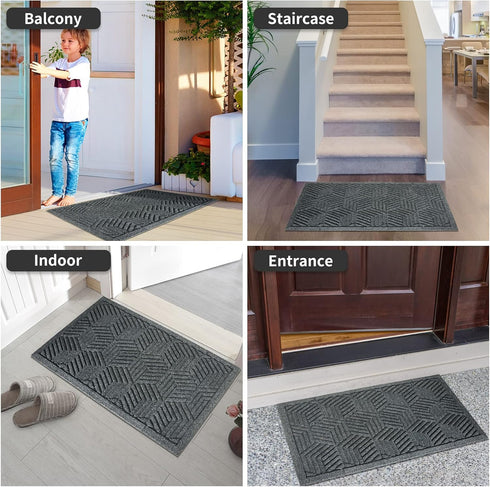 Yimobra Heavy Duty Front Entrance Door Mat 29.5x17 Inch, Sturdy Non Slip Rubber, All-Season Outdoor Indoor Mat