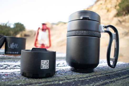 4.0 16 fl.oz BruTrek by Planetary Design Double Shot Travel Coffee French Press, Insulated Stainless Steel Mug