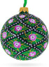 1907 Rose Trellis Royal Egg Green Glass Ball Christmas Ornament, 3.25 Inches