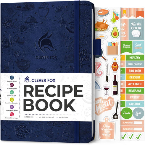 Clever Fox Recipe Book: Make Your Own Family Cookbook & Blank Recipe Notebook Organizer, A5, Stores 60 Recipes