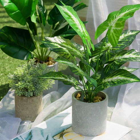 16" Small Artificial Tropical Fake Plants for Indoor Office Desk, Shelf, Bathroom Home Decor