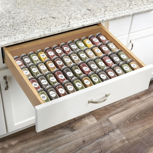 Spice Drawer Organizer, 4 Tier Clear Acrylic Rack for Kitchen, Expandable from 13" to 26" Spice Rack Tray (8 Pcs Clear)