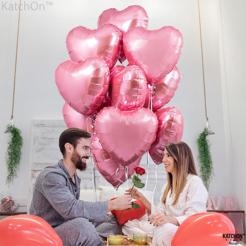 KatchOn Light Pink Heart Balloons - 18 Inch, Pack of 10 for Valentines Day Decorations