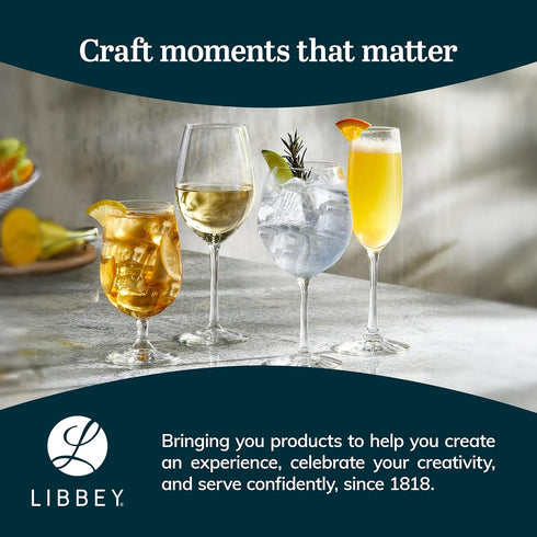 Libbey Stemmed Water Glasses Set of 6, Clear Multi-Purpose Goblet Glasses, Dishwasher Safe 16 oz for Parties