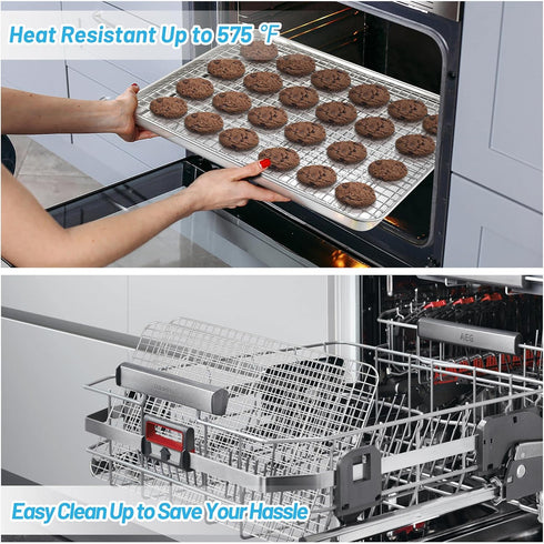 TeamFar Cooling Racks, 2 Pack Stainless Steel Grid Wire Rack, 15.3’’ x 11.2’’, Non-Toxic Oven Rack for Baking, Roasting