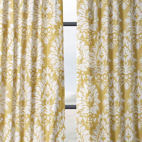 HPD Half Price Drapes Luxury Damask Cotton Curtains, 108 Inches Long, Room Darkening, 50W x 108L, Lacuna Sun Damask