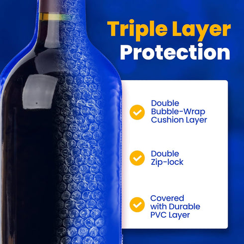 6 Pack Reusable Wine Protector Travel Bag, Unbreakable Bottle Sleeve, Leak Proof Wine Tote Bags for Suitcase Luggage