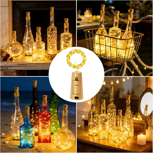 20 8 Pack VOOKRY Wine Bottle Lights with Cork, LED Battery Operated Cork Fairy String Lights Waterproof Mini Copper
