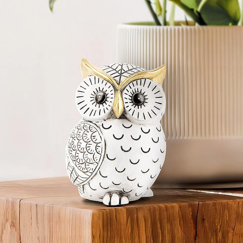 Owl Statue for Home Decor Accents,Owl Decor for Bookshelf Bedroom Living Room Office Table Desk Mantle TV Stand Boho