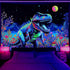 Blacklight Dinosaur Tapestry, Neon Funny Dino Frog Mountain Art UV Reactive Tapestries for Bedroom Boys Kids Decor