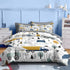 5 Set Bulldozer Nesker Pcs Comforter Twin Size, Cute Cars Truck Tractor Bedding for Kids Teen, Cargo Crane Excavator