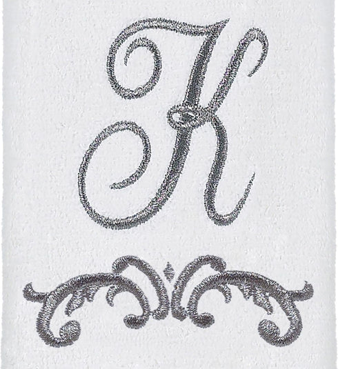 Avanti Linens Fingertip Towel, Soft Cotton Towel (Monogram Collection, Initial K), White