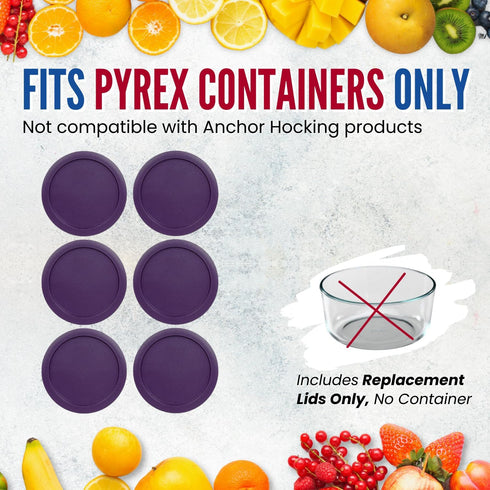 Replacement Lid for Pyrex 6" Purple Storage Plastic Cover 4 Cup Bowl 7201-PC (6-Pack)