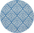 Nourison Grafix Damask Blue Area Rug, 5'3" x ROUND, Easy-Cleaning, Non-Shedding for Bedroom, Living Room, Dining Room,