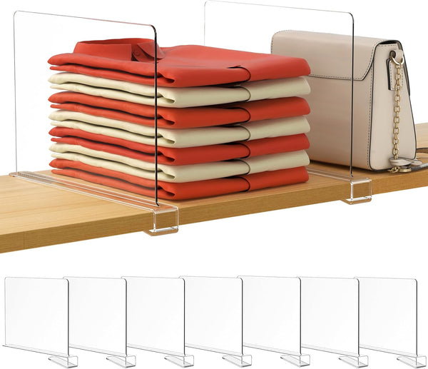 HBlife 7 Pack Clear Shelf Dividers, Vertical Purse Organizer for Closet Perfect