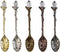 AUEAR Retro Crystal Antique Alloy Spoon Set, 5 Pack Mini Coffee Tea Dessert Spoons for Home Office