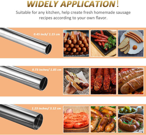3 Pieces Sausage Stuffer Tubes - Stainless Steel Grinder Stuffer Tubes for Size 5 Meat Food Grinder