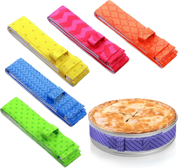 Patelai 6 Pieces Bake Even Strips, Absorbent Thick Baking Strips for Clean Baking Edges, Cute Style