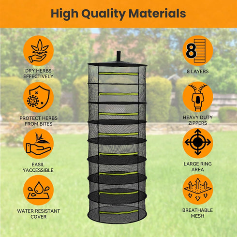 BSROBOTIC (6 12154 Herb Drying Rack - Mesh Drying Rack - Herb Drying Rack Hanging with Green Zipper & Garden Pruning