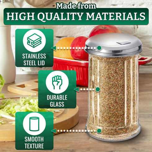 12 Oz Glass Sugar Dispenser with Pour Spout and Stainless Steel Flip Lid, Multifunctional Container for Coffee Bar,