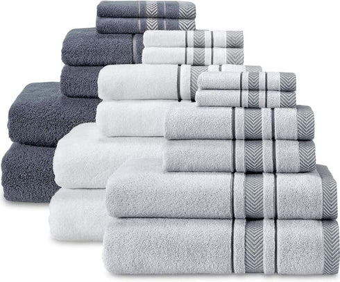 Le fil blanc Set_White 100% 2 2 2 Bath Towel Towel For Bathroom, Luxury Hotel &Spa Quality, Cotton .Includes Large Bath